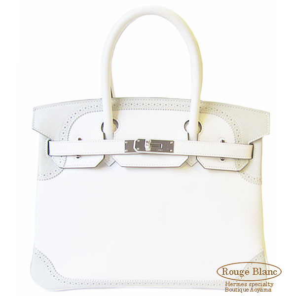 エルメス バーキンギリーズ30 白×トゥルティールグレー S金具　　【新品】 HERMES Birkin30 Gillies White Gris 【NEW】