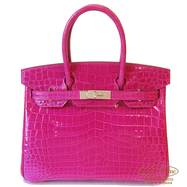 エルメス バーキン30 ローズシェヘラザード ニロティカスリセ S金具 【新品】HERMES Birkin30 Rose Scheherazade Crocodile Niloticus lisse Silver Buckle 【NEW】