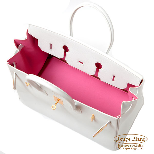 エルメス バーキン35 パーソナルオーダーホワイト 白×ピンク マット エルメス バーキン35 パーソナルオーダーホワイト 白×ピンク マット