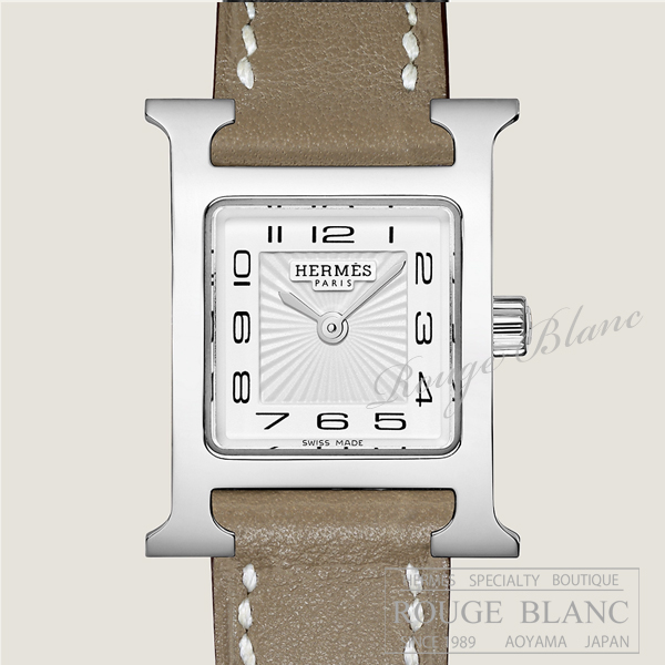 エルメス　Hウォッチ　ミニ　21mm　エトゥープ　レディース　W037883WW00　ステンレススティール【新品】 HERMES Ladies' H watch mini Etoupe Swift【NEW】