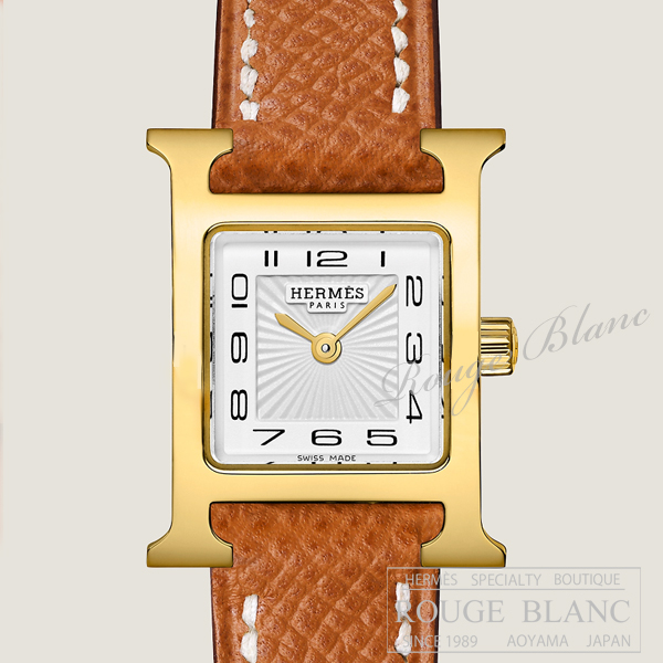 エルメス　Hウォッチ　ミニ　21mm　ゴールド　レディース　W037893WW00　ステンレススティール【新品】 HERMES Ladies' H watch mini Gold Epsom【NEW】