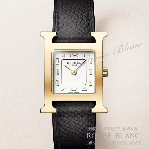 エルメス　Hウォッチ PM 25mm　腕時計　ブラック　エプソン　ゴールド金具　ステンレススティール　レディース 【新品】 HERMES Ladies' H watch PM Black Epsom Gold Buckle 【NEW】