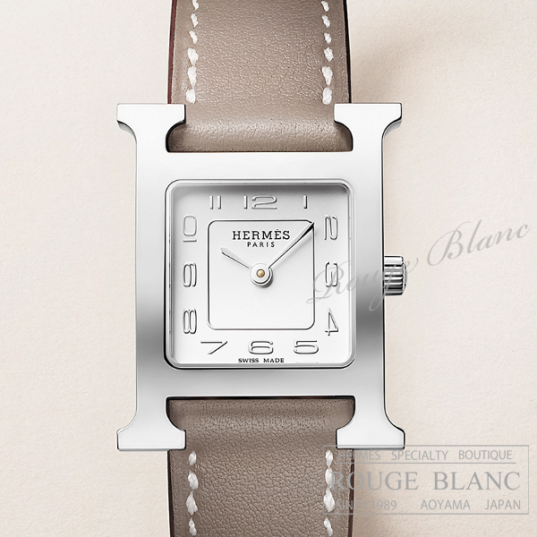 エルメス　Hウォッチ PM 25mm　腕時計　エトゥープ　スイフト　ステンレススティール　レディース 【新品】 HERMES Ladies' H watch PM Etoupe Swift 【NEW】