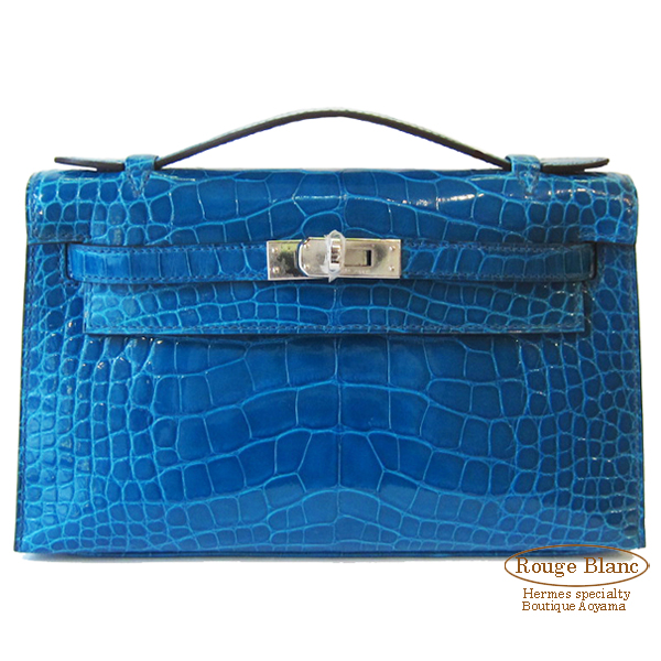 エルメス　ポシェットケリー/ミニケリー　ブルーイズミール　アリゲーター 【新品】 HERMES Pochette Kelly/Mini Kelly Blue izmir Crocodile Alligator 【NEW】