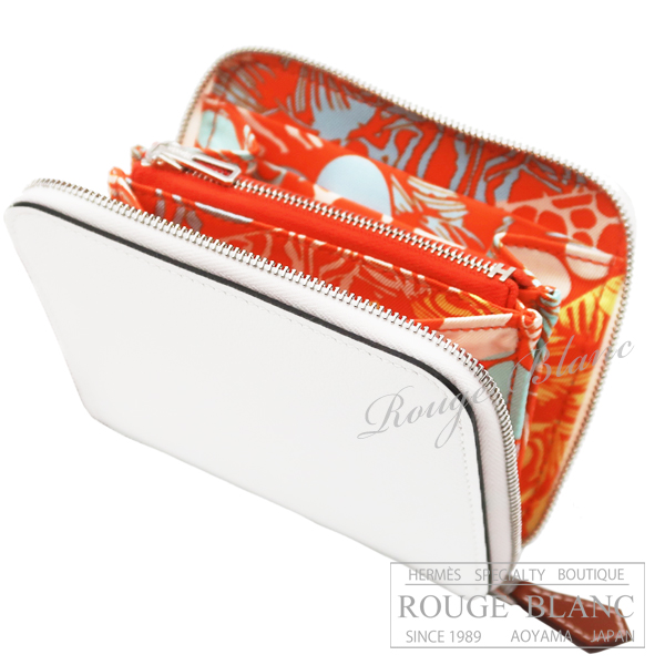 エルメス　アザップ　シルクイン　コンパクト　ニューホワイト　(内側 カプシーヌ)  ヴォーエバーカラー【新品】 HERMES Azap silk in Compact New white  (Inside Capucine) Veau Evercolor【NEW】