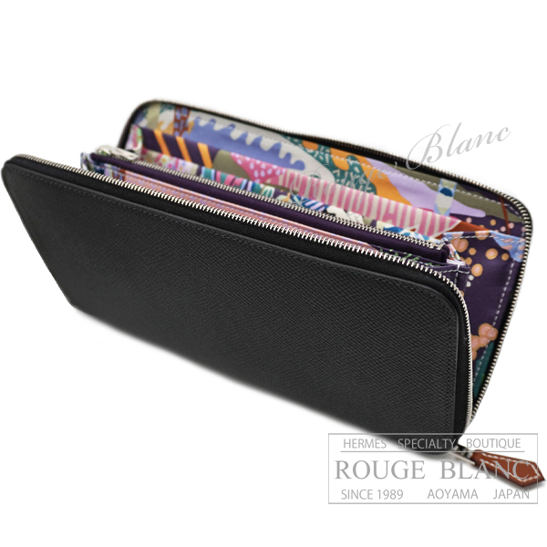 エルメス　アザップロング　シルクイン　ブラック  (内側 カシス)  【新品】 HERMES Azap Long silk in Black  (Inside Cassis) 【NEW】