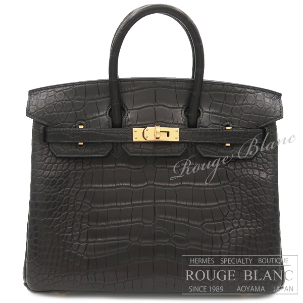 エルメス　バーキン25　黒　ブラック　クロコダイル　アリゲーターマット　ゴールド金具 【新品】HERMES Birkin25 Black Crocodile Alligator Mat Gold Buckle 【NEW】