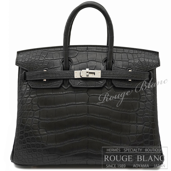 エルメス　バーキン25　黒　ブラック　クロコダイル　アリゲーターマット　シルバー金具 【新品】 HERMES Birkin25 Black Crocodile Alligator Mat Silver Buckle 【NEW】