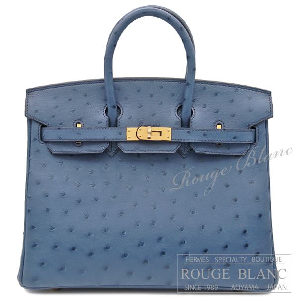 エルメス バーキン25 ブルーロイ オーストリッチ ゴールド金具 【新品  