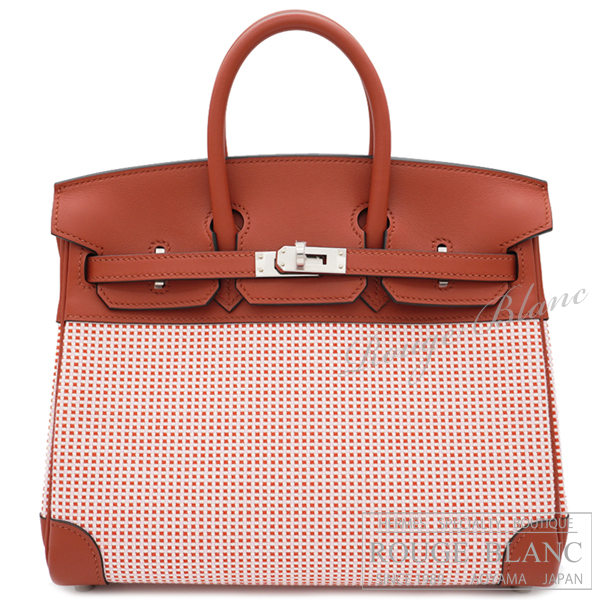 エルメス　バーキン25　エクリュ×ブリック×モーヴ×キュイーブル トワルキャドリーユ×スイフト シルバー金具【新品】HERMES Birkin25 Ecru×Brique×Mauve×Cuivre×Toile Quadrille×Swift Silver Buckle【NEW】