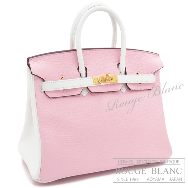 エルメス　バーキン25　スペシャルオーダー　ローズサクラ×ホワイト　トリヨンクレマンス　マットゴールド金具　【新品】 HERMES Birkin25 Special Order  Rose sakura×White Taurillon Clemence Mat gold Buckle 【NEW】