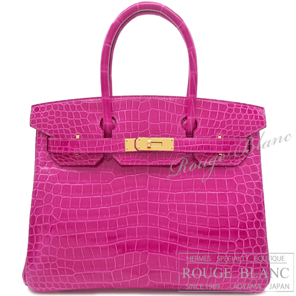 エルメス　バーキン30　ローズシェヘラザード　クロコダイル　ポロサスリセ　ゴールド金具 【新品同様】 HERMES Birkin30 Rose scheherazade Crocodile Porosus Lisse Gold Buckle 【USED】