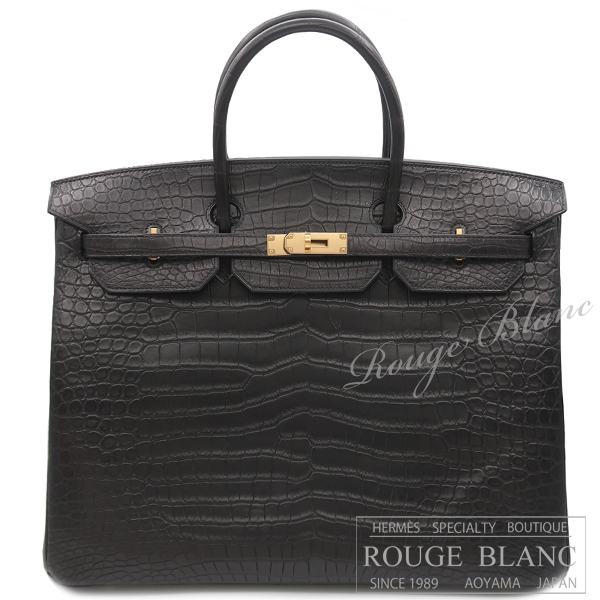 エルメス　バーキン40　黒　ブラック　クロコダイル　ポロサスマット　ゴールド金具 【新品】 HERMES Birkin40 Black Crocodile Porosus Mat Gold Buckle 【NEW】