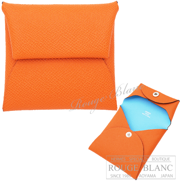 エルメス　バスティア　コインケース　ヴェルソ　オレンジ×セレスト　エプソン【新品】 HERMES Bastia Coincase Verso Orange×Celeste Epsom 【NEW】