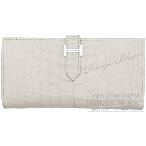 エルメス　ベアンスフレ　べトン　クロコダイル　アリゲーターマット　シルバー金具　【新品】 HERMES Bearn with Gusset Beton Crocodile Alligator mat Silver Buckle 【NEW】