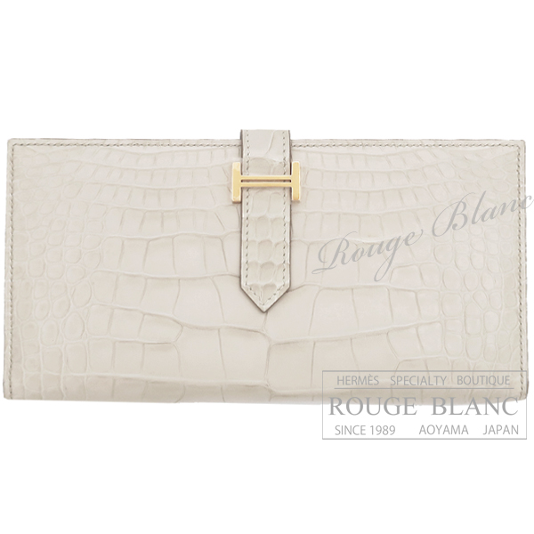 エルメス　ベアンスフレ　べトン　クロコダイル　アリゲーターマット　ゴールド金具 【新品】HERMES Bearn with gusset Beton Crocodile Alligator Mat Gold Buckle【NEW】