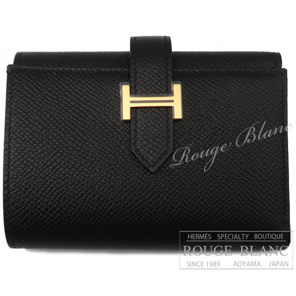 エルメス　ベアン　コンビネ　黒　ブラック　エプソン　ゴールド金具 【新品】 HERMES Wallet Bearn Combine Black Epsom Gold Buckle 【NEW】