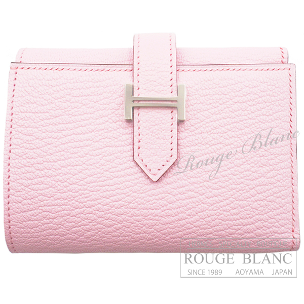 エルメス　ベアン　コンビネ　ローズダーリン　シェーヴル　シルバー金具 【新品】HERMES Wallet Bearn Combine Rose darling Chevre Silver Buckle【NEW】