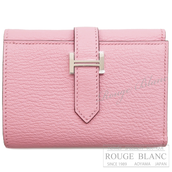 エルメス ベアン コンビネ ローズサクラ シェーヴル シルバー金具 【新品】HERMES Wallet Bearn Combine Rose sakura Chevre Silver Buckle 【NEW】