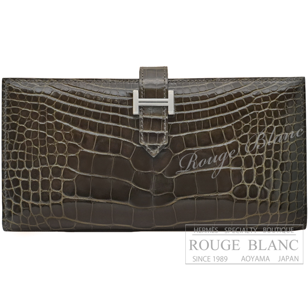 エルメス　ベアンスフレ　グリエレファント　クロコダイル　アリゲーターリセ　シルバー金具　【新品】 HERMES Bearn with Gusset Gris elephant Crocodile Alligator Lisse Silver Buckle 【NEW】