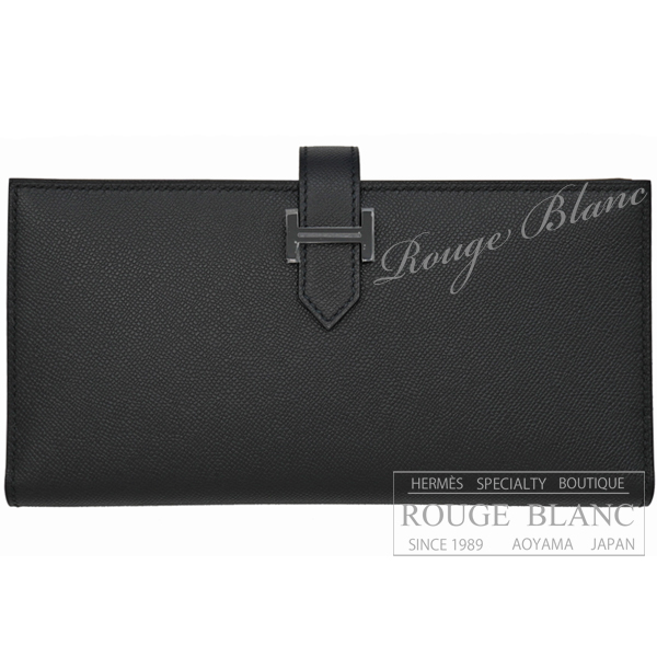 エルメス　ベアンスフレ　モノクローム　ソーブラック　ヴォーマダム　ブラック金具　【新品】 HERMES Wallet Bearn with Gusset Monochrome So black Veau madame Black Buckle【NEW】