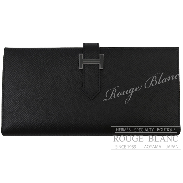 エルメス　ベアンスフレ　モノクローム　ソーブラック　エプソン　ブラック金具　【新品】 HERMES Wallet Bearn with Gusset Monochrome So black Epsom Black Buckle 【NEW】