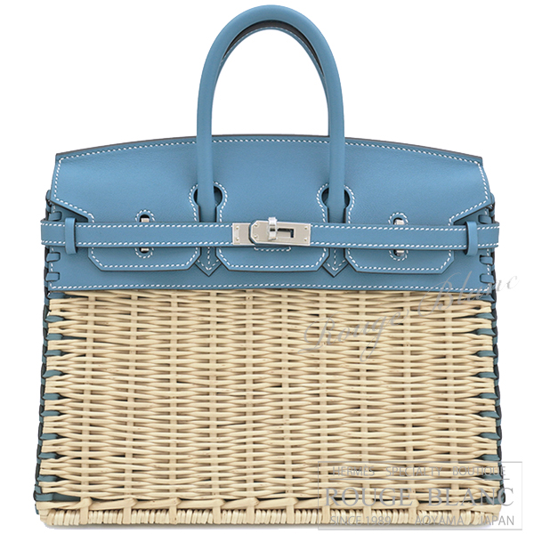 エルメス　バーキンピクニック25　　ニューブルージーン　スイフト×ラタン　シルバー金具　【新品】HERMES Birkin picnic 25 New bleu jean Swift×Rattan Silver Buckle 【NEW】