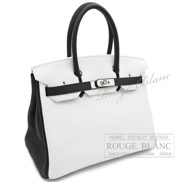 エルメス　バーキン30　スペシャルオーダー　ホワイト×ブラック　トリヨンクレマンス　シルバー金具　【新品】　HERMES Birkin30 Special Order White×Black Taurillon Clemence Silver Buckle【NEW】