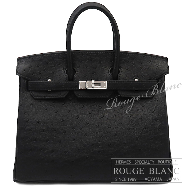 エルメス　バーキン25　黒　ブラック　オーストリッチ　シルバー金具 【新品】HERMES Birkin25 Black Ostrich Silver Buckle【NEW】