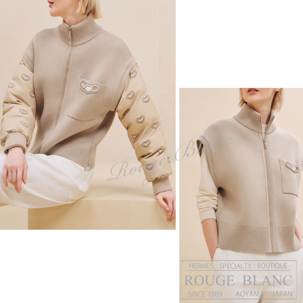 エルメス　2024 A/W　2WAY  ジップジャケット　ベスト　“カレイドスコープ・エフェクト”　ベージュグレーズ　#36　タグ付【新品】