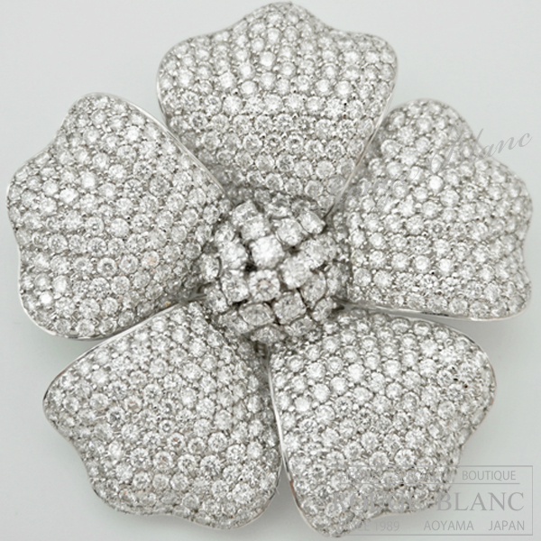 ブローチ　カメリア　ダイヤモンドパヴェ　ホワイトゴールド　新宿伊勢丹購入品　イタリア製【中古】　Broach  Camellia Diamond pave White gold Made in Italy【USED】