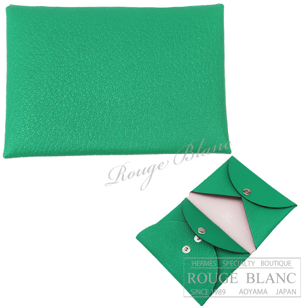 エルメス　カルヴィ　デュオ　カードケース　名刺入れ　コインケース　バイカラー　ミント×モーヴペール　シェーヴル 【新品】　HERMES Calvi duo (Cardcase/Coin case) Bi-color Mint×Mauve pale Chevre 【NEW】