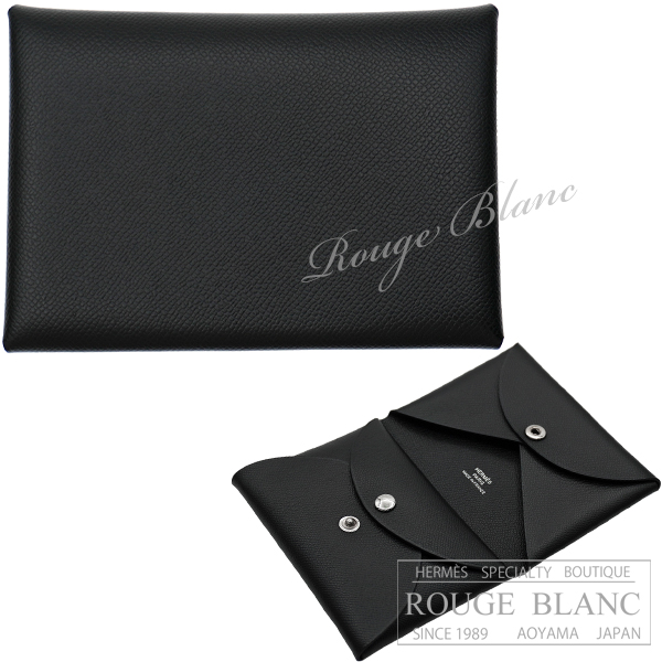 エルメス　カルヴィ　デュオ　カードケース　名刺入れ　コインケース　黒　ブラック　ヴォーマダム　【新品】 HERMES Calvi duo (Cardcase/Coin case)  Black  Veau madame 【NEW】