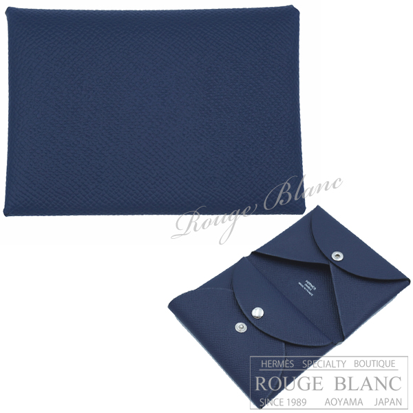 エルメス　カルヴィ　デュオ　カードケース　名刺入れ　コインケース　ブルーアビス　エプソン【新品】HERMES Calvi duo (Cardcase/Coin case)  Bleu abysse Epsom【NEW】