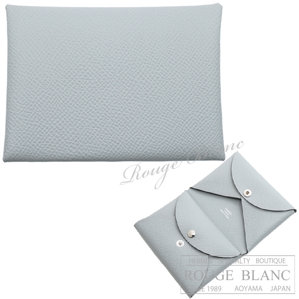 エルメス カルヴィ デュオ カードケース 名刺入れ コインケース ブルー