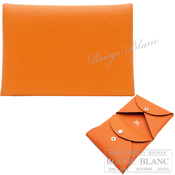 エルメス　カルヴィ　デュオ　カードケース　名刺入れ　コインケース　オレンジ　エプソン 【新品】 HERMES Calvi duo (Cardcase/Coin case)  Orange Epsom【NEW】