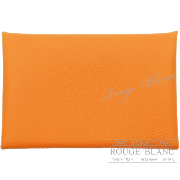 エルメス　カルヴィ　カードケース　名刺入れ　オレンジ　エプソン　【新品】 HERMES Calvi Cardcase Orange Epsom 【NEW】