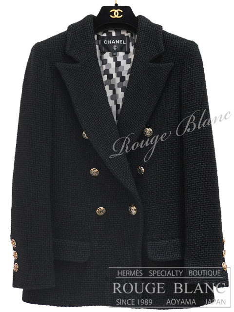 シャネル　21P　ツイードダブルジャケット　ブラック　#34　P70070　【新品同様】  CHANEL Tweed Double Jacket Black 【USED】