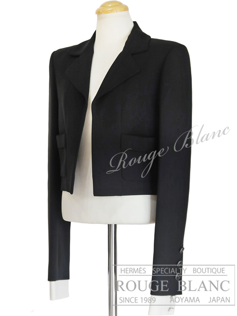 シャネル　ショートジャケット　カフスディテール　ブラック×アイボリー　シルク　#36　15S　タグ付　【未使用品】  CHANEL Short Jacket Black×Ivory Silk 【UNUSED】