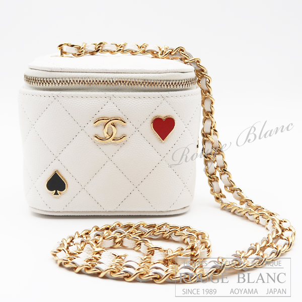 シャネル　スモールバニティ　チェーンバッグ　トランプ柄　マトラッセ　ホワイト　白　キャビアスキン【新品】CHANEL Mini vanity Chain Bag White 【NEW】