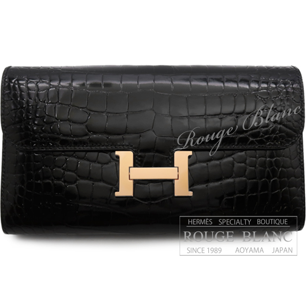 エルメス コンスタンスロングウォレット 黒 ブラック クロコダイル  