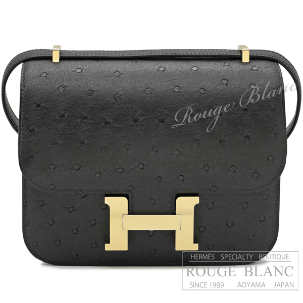 エルメス　コンスタンスミニ　ミラー/ミロワール　ブラック　オーストリッチ　シャンパンゴールド金具　ショルダーバッグ 【新品】