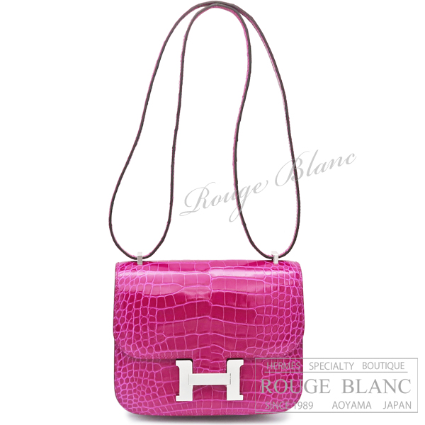 エルメス　コンスタンスミニ　ローズパープル　クロコダイル　アリゲーターリセ　シルバー金具　ショルダーバッグ　【新品】　HERMES Constance mini Rose pourpre Crocodile Alligator Lisse Silver Buckle 【NEW】