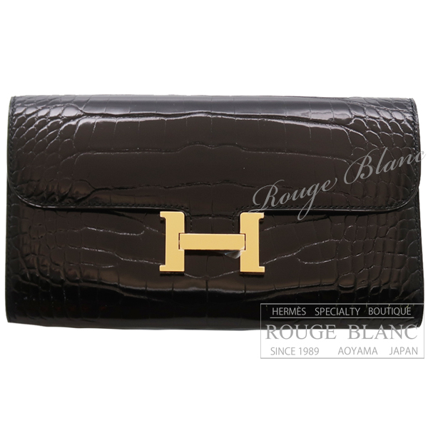 エルメス　コンスタンスロング　トゥーゴー　黒　ブラック　クロコダイル　アリゲーターリセ　ゴールド金具  【新品】HERMES Constance long To Go Black Crocodile Alligator Lisse Gold Buckle【NEW】