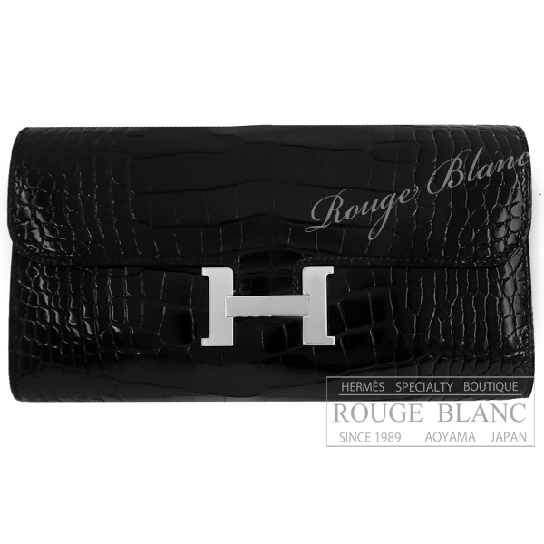 エルメス　コンスタンスロング　トゥーゴー　黒　ブラック　クロコダイル　アリゲーターリセ　シルバー金具  【新品】HERMES Constance long To Go Black Crocodile Alligator Lisse Silver Buckle 【NEW】