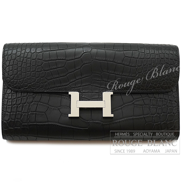 エルメス　コンスタンスロング　トゥーゴー　黒　ブラック　クロコダイル　アリゲーターマット　シルバー金具  【新品】HERMES Constance long To Go Black Crocodile Alligator Mat Silver Buckle 【NEW】