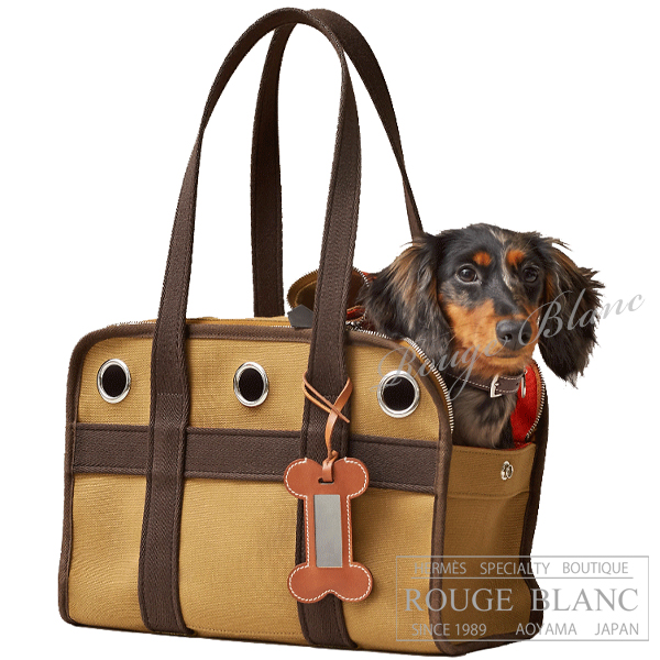 エルメス ドッグキャリー 小型犬用 フォーヴ×フー シルバー金具 【新品】HERMES Carrying bag for dogs Fauve