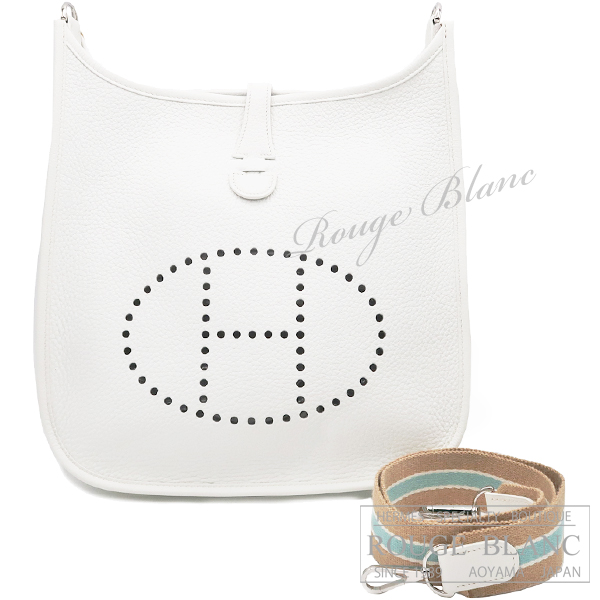 エルメス　エヴリン PM/29　ホワイト　トリヨンクレマンス　シルバー金具　【中古】 HERMES Evelyne PM/29 White Taurillon Clemence Silver Buckle 【USED】