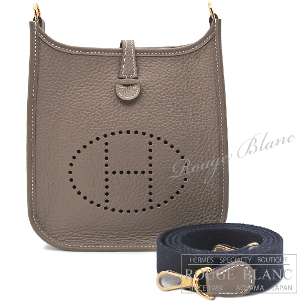 エルメス　エヴリン　TPM/16　アマゾン　エトゥープ×ブルーインディゴ　トリヨンクレマンス　ゴールド金具 【新品】HERMES  Evelyne TPM/16 Amazon  Etoupe×Bleu indigo Taurillon Clemence Gold Buckle【NEW】