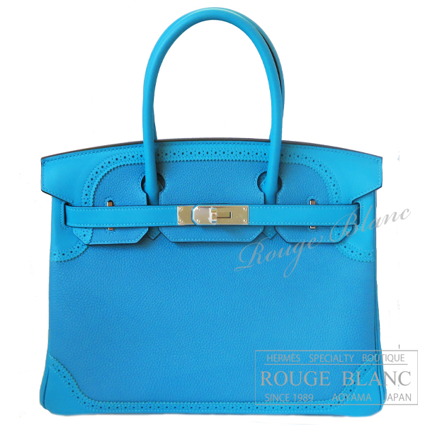 エルメス　バーキンギリーズ30　ターコイズ　トゴ×スイフト　シルバー金具　【新品】　HERMES Birkin30 Gillies Turquoise Silver Buckle 【NEW】